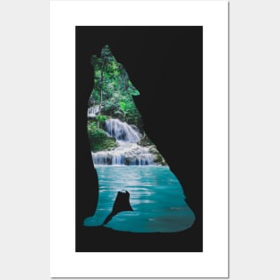 Howling Wolf - Waterfall Posters and Art